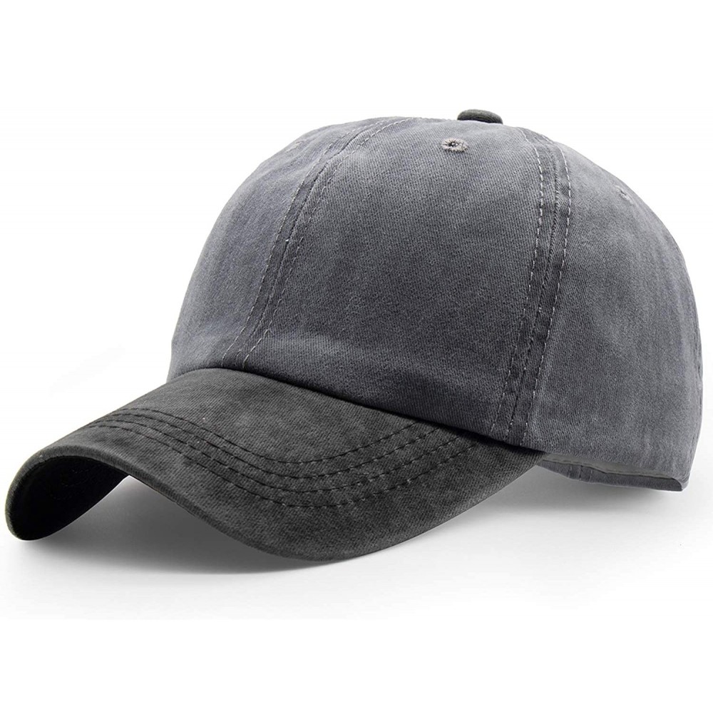 Baseball Caps Men Women Twill Cotton Dad Hats Two-Tone Vintage Distressed Baseball Caps Adjustable - Grey - CY18TLWYX56