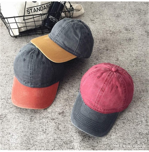 Baseball Caps Men Women Twill Cotton Dad Hats Two-Tone Vintage Distressed Baseball Caps Adjustable - Grey - CY18TLWYX56