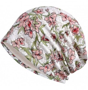 Skullies & Beanies Womens Cotton Beanie Lace Turban Soft Sleep Cap Chemo Hats Fashion Slouchy Hat - 2 Pack-16 - CS194MYDCRA