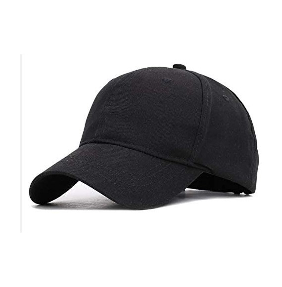 Baseball Caps Cotton Ponytail Hats Baseball for Women Adjustable Solid Color - Black - CB18GNWQ42N