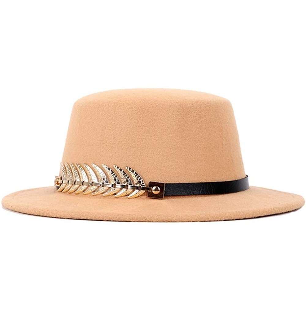 Fedoras Unisex Fashion Fedora Hat Classic Jazz Caps Vintage Bowler Hat with Feather - Khaki - CK18QKOH4QE
