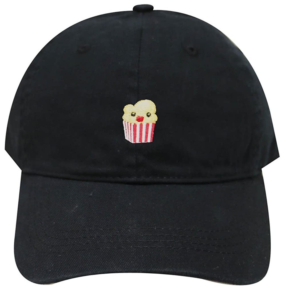 Baseball Caps Cute Popcorn Cotton Baseball Dad Cap - Black - C6183LTDRYQ