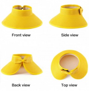 Visors Foldable Sun Visors for Women - Beach Hat Wide Brim Sun Hat Roll-Up Straw Hat - C118SYHA8OG