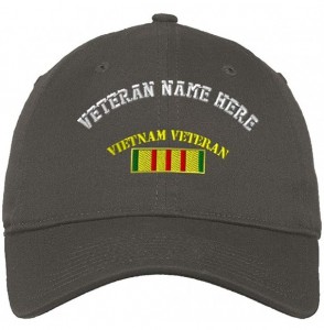Baseball Caps Custom Low Profile Soft Hat Vietnam Flag Embroidery Veteran Name Cotton Dad Hat - Dark Grey - CM18QR0OT2T