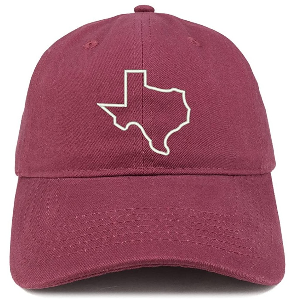 Baseball Caps Texas State Outline Embroidered Brushed Cotton Dad Hat Cap - Maroon - CJ185HM2MC4