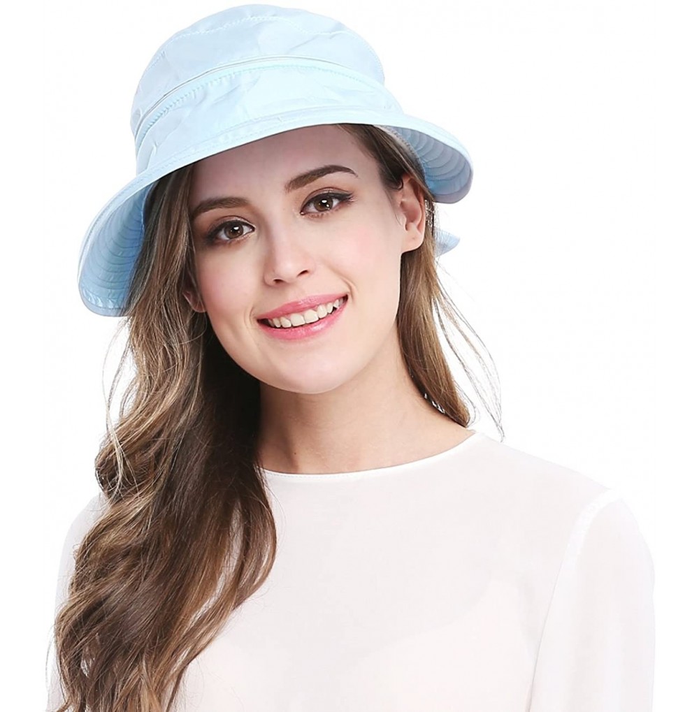 Sun Hats Wide Large Brim Sun Hat Summer UV Protection Thin Hat 2 in 1 Beach Sun Hat - Blue - CS12NA4JTRK