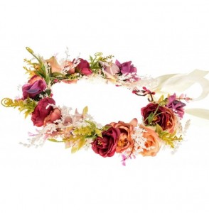 Headbands Handmade Rose Flower Wreath Crown Halo for Wedding Festivals - A - CZ12GMMFKKL