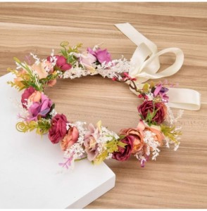 Headbands Handmade Rose Flower Wreath Crown Halo for Wedding Festivals - A - CZ12GMMFKKL