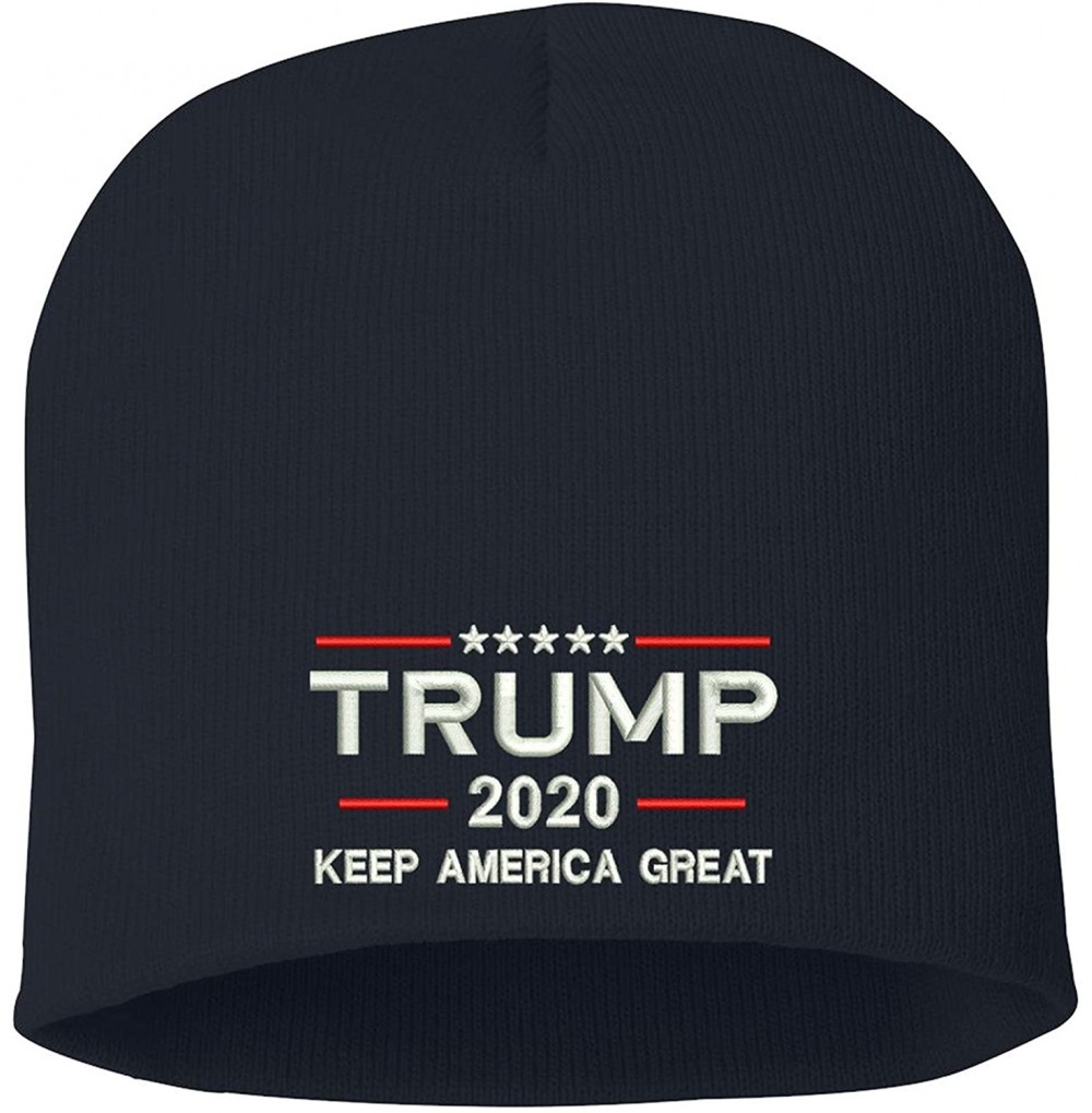 Skullies & Beanies Trump Keep America Great 2020 Skull Knit Hat Navy - CN18KR93GI0