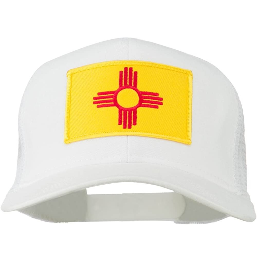 Baseball Caps New Mexico State Flag Patched Mesh Cap - White - CN11TX74JHD