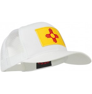 Baseball Caps New Mexico State Flag Patched Mesh Cap - White - CN11TX74JHD