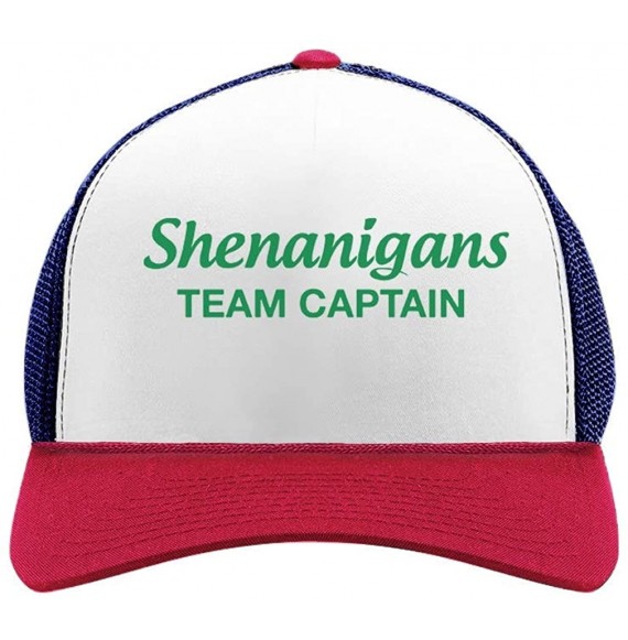 Baseball Caps Funny Shenanigans Team Captain St. Patrick Trucker Hat Mesh Cap - Blue/White/Red - CB18OT9UG9H