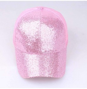 Baseball Caps Baseball Hat CieKen Ponytail Baseball Cap 2019 Women Sequins Shiny Messy Bun Snapback Hat Sun Caps - Pink - CL1...