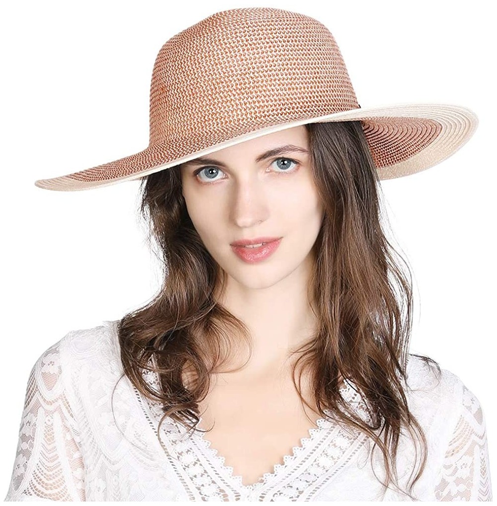 Sun Hats Floppy Straw Sun Hat UPF 50 Wide Brim Beach Summer Hats Packable - 00768red - C8196OKZM3N