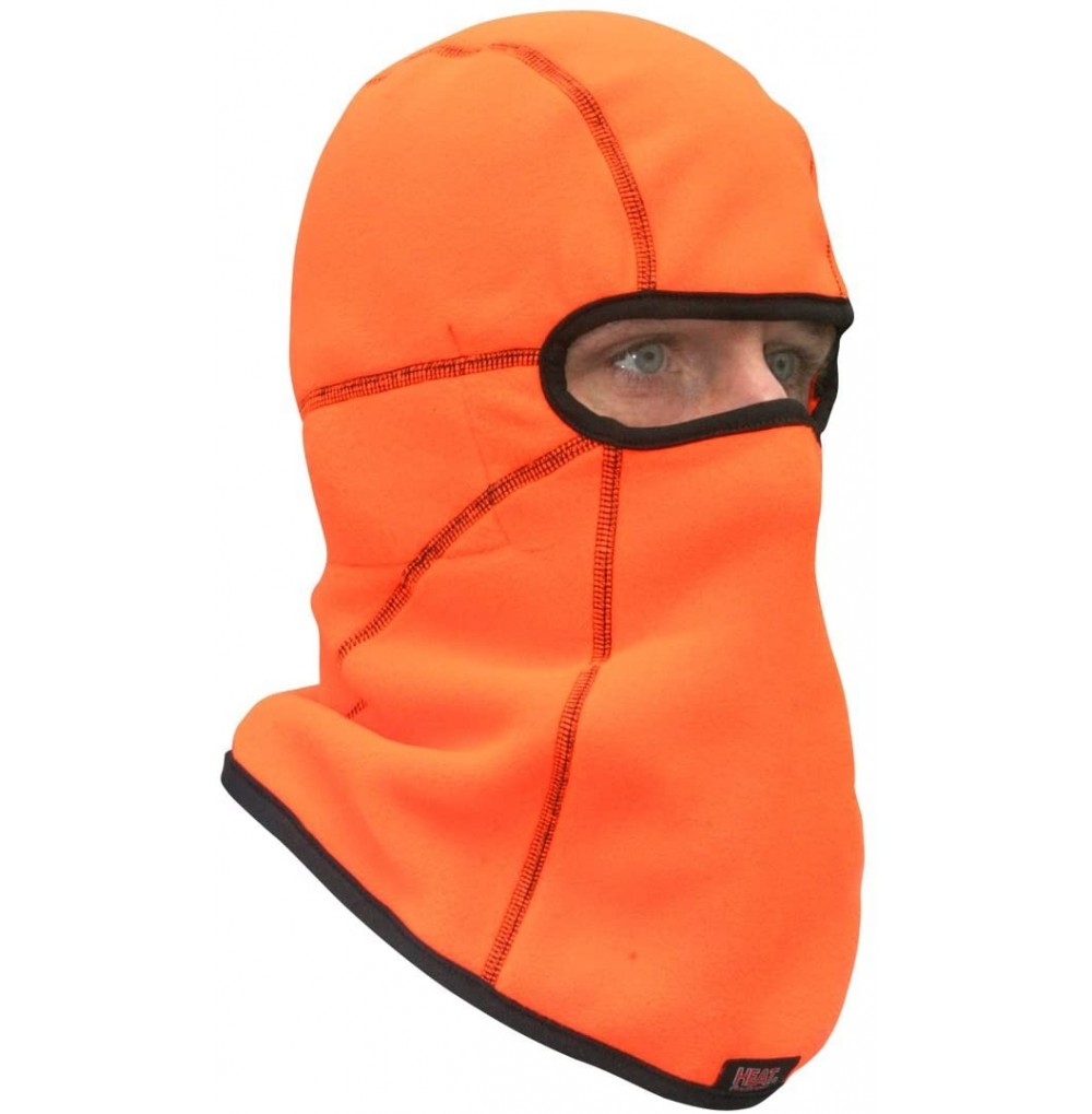 Balaclavas Deluxe Fleece Balaclava Face Mask with 5 Hand Heat Warmer Pockets - Blaze Orange - C01150IWZIT
