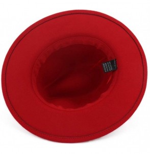 Fedoras Women's Felt Fedora Hat Wide Brim Panama Hats with Tassel - Red - CY18TUS492T