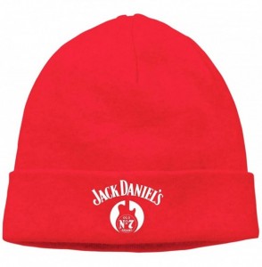 Skullies & Beanies Mens & Womens Jack Daniels Logo Skull Beanie Hats Winter Knitted Caps Soft Warm Ski Hat Black - Red - CD18...
