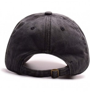 Baseball Caps Washed Baseball Hat Cotton Solid Adjustable - Black - CP199HXU9QL