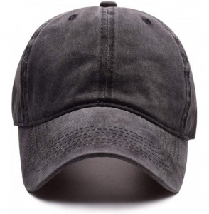 Baseball Caps Washed Baseball Hat Cotton Solid Adjustable - Black - CP199HXU9QL