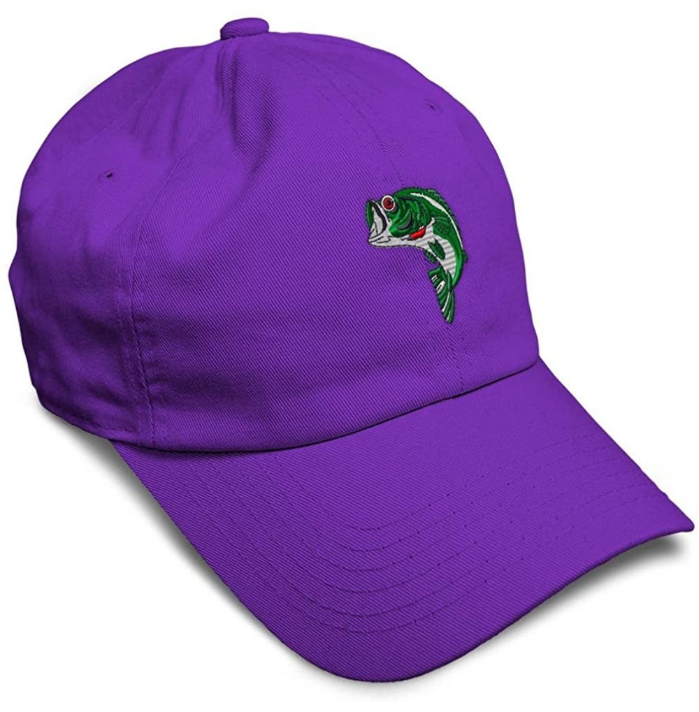 Baseball Caps Custom Soft Baseball Cap Fish Sea Bass Embroidery Dad Hats for Men & Women - Purple - CT18SLUN9Q8