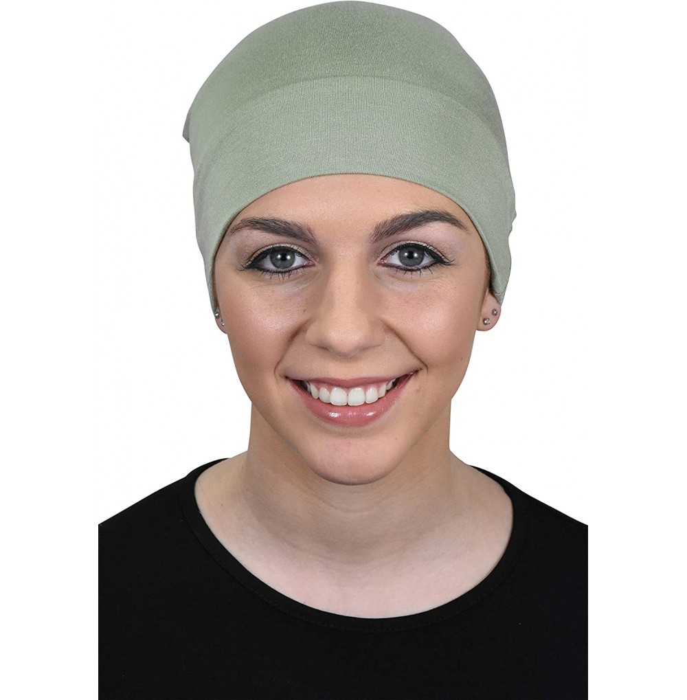 Skullies & Beanies Womens Soft Sleep Cap Comfy Cancer Wig Liner & Hair Loss Cap - Light Green - CG18CLC7H4S