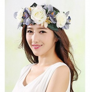 Headbands Boho Flower Crown Hair Wreath Floral Garland Headband Halo Headpiece with Ribbon Wedding Festival Party - 14 - C912...