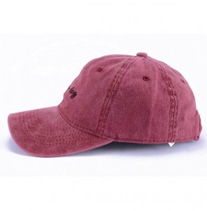 Skullies & Beanies Vintage Distressed Bad-Hair-Day-Embroidery Baseball-Cap Dad-Hat - Unisex Washed Cotton Hat - Wine Red - CD...
