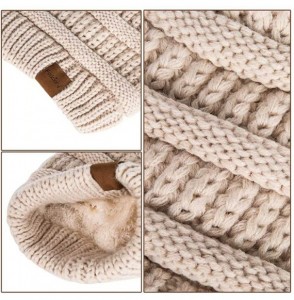 Skullies & Beanies Womens Winter Slouchy Beanie Hat- Knit Warm Fleece Lined Thick Thermal Soft Ski Cap with Pom Pom - Denim -...