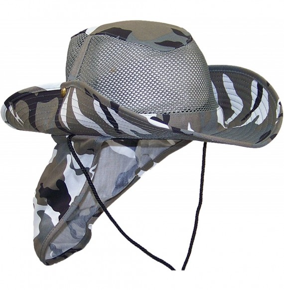 Sun Hats Summer Wide Brim Mesh Safari/Outback W/Neck Flap & Snap Up Sides - City Camo - C811YD0DECB