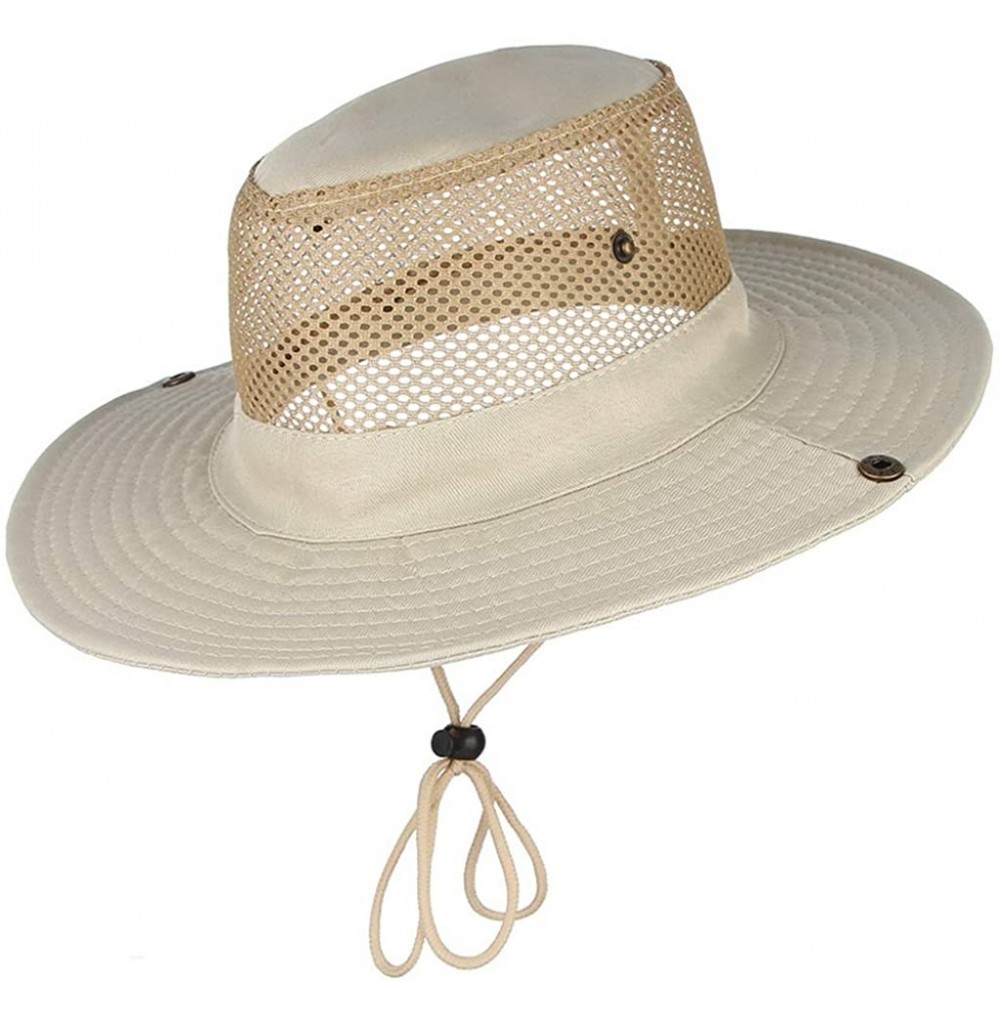 Sun Hats Men's Wide Brim Summer Breathable Hat Outdoor Boonie Sun Hat - Khaki - C6184UX8ONC