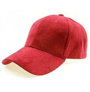 Sun Hats Classic Faux Leather Suede Adjustable Plain Baseball Cap - 2 Red - CY12NH9CP1E
