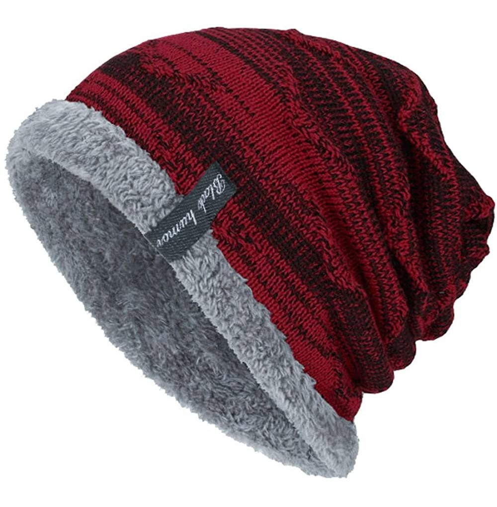 Skullies & Beanies Unisex Knit Cap Women Hedging Head Hat Beanie Cap Warm Outdoor Fashion Acrylic Hat - Wine Red - CI18HSS8Z39