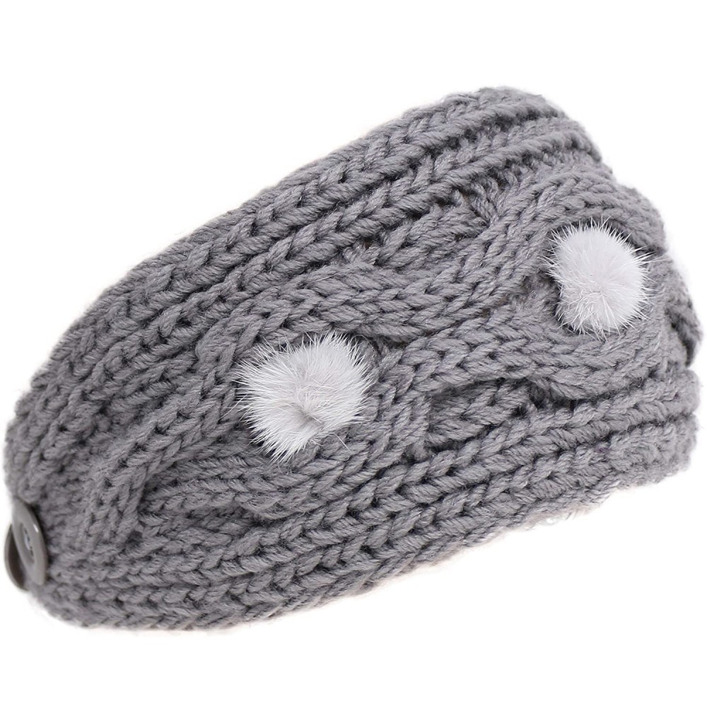 Cold Weather Headbands Plain Adjustable Winter Cable Knit Headband - 2-grey - C118MGMI976