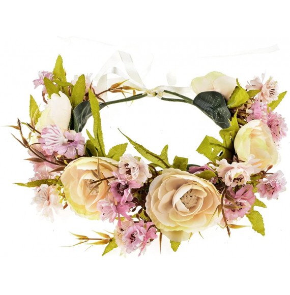 Headbands Rose Flower Headband Floral Crown Garland Halo - 2 Ivory - C918DH044AQ