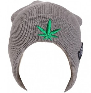 Skullies & Beanies Women's Green Leaves Winter Wool Cap Hip hop Knitting Skull hat - Grey - CM188U8WII6