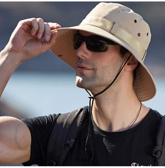 Bucket Hats Outdoor UPF 50+ UV Sun Protection Waterproof Breathable Wide Brim Bucket Sun Hat for Men/Women - Khaki-3 - CT196N...
