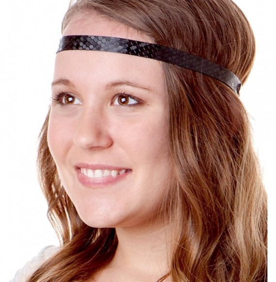 Headbands Women's Adjustable Non Slip Geo Sport Headband Multi Gift Pack - Skinny Black & Silver 2pk - C411OI2DOFV