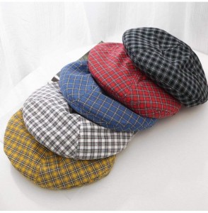 Berets Cotton Vintage Plaid French-Beret Hat Painter-Beanie for Women - Black - CO18U77T5AY