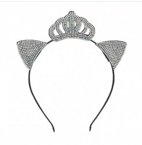 Headbands Halloween Black Kitty Cat Ears Princess Crown Crystal Rhinestones Headband - C018IHGS4ZT