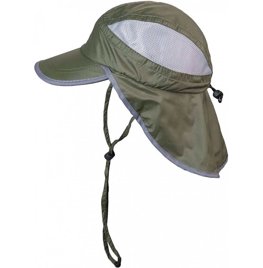 Sun Hats Mens Lookout Point Lightweight Nylon Outdoor Sports Cap with Neck Flap and Chin Cord - Olive - CA18ELGGH9U