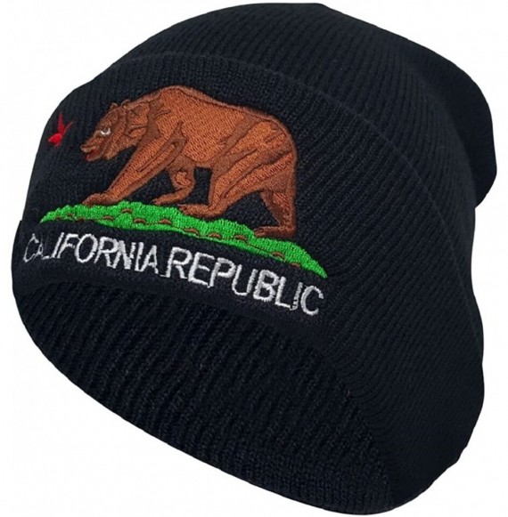 Skullies & Beanies Unisex California Republic Bear Cuffed Beanie Knit Hat Cap (One Size-) - Black/brown - CL186UYORGU