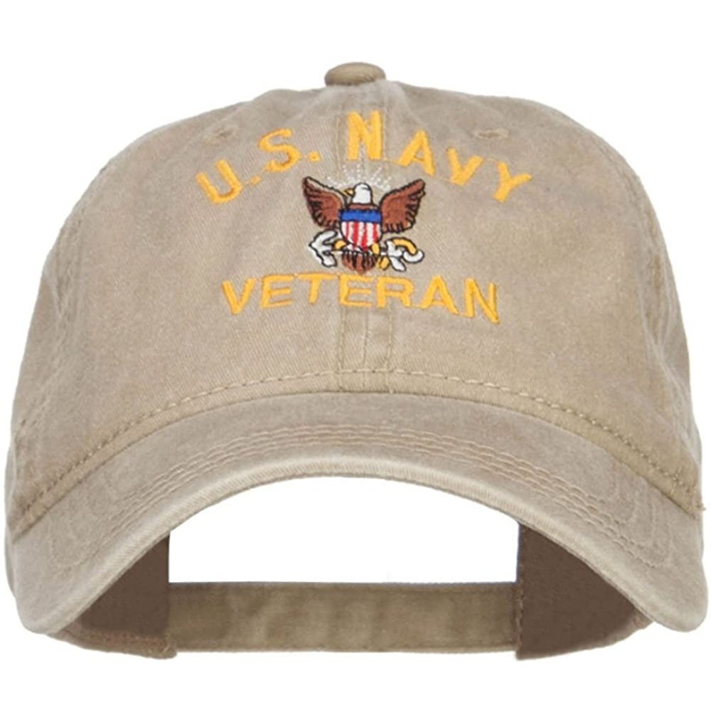 Baseball Caps US Navy Veteran Military Embroidered Washed Cap - Khaki - CQ17XXGWAN7