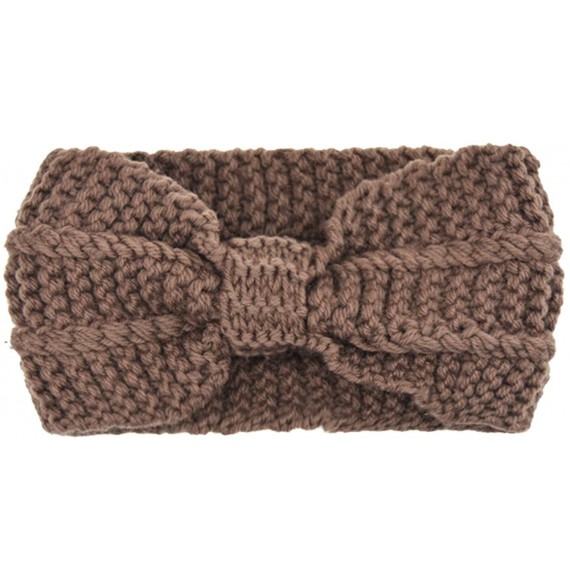 Headbands Crochet Turban Headband for Women Warm Bulky Crocheted Headwrap - 4 Pack Knot C - Black- White- Khaki- Darkgray - C...
