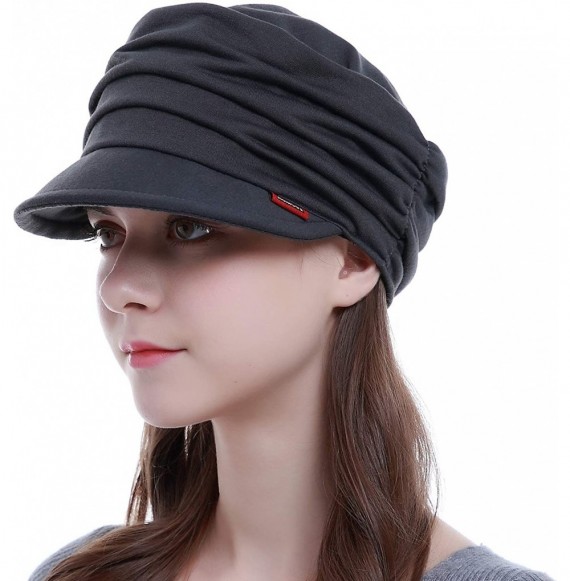 Skullies & Beanies Fashion Hat Cap with Brim Visor for Woman Ladies- Best for Daily Use - Dark Grey - CT18NUS49X2