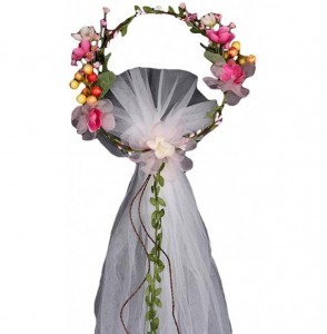 Headbands Flower Wreath Headband Crown Floral Garland Boho for Festival Wedding with Veil - I - C8197CKWUHE