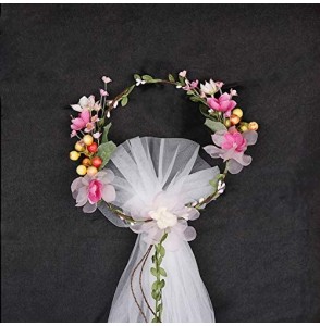 Headbands Flower Wreath Headband Crown Floral Garland Boho for Festival Wedding with Veil - I - C8197CKWUHE