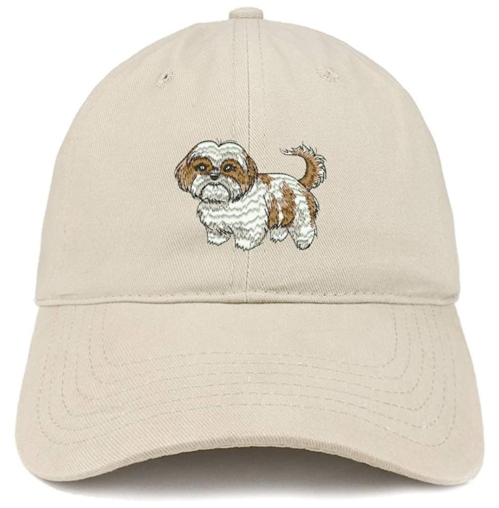 Baseball Caps Shih Tzu Embroidered Unstructured Cotton Dad Hat - Stone - CC18RAUYO66