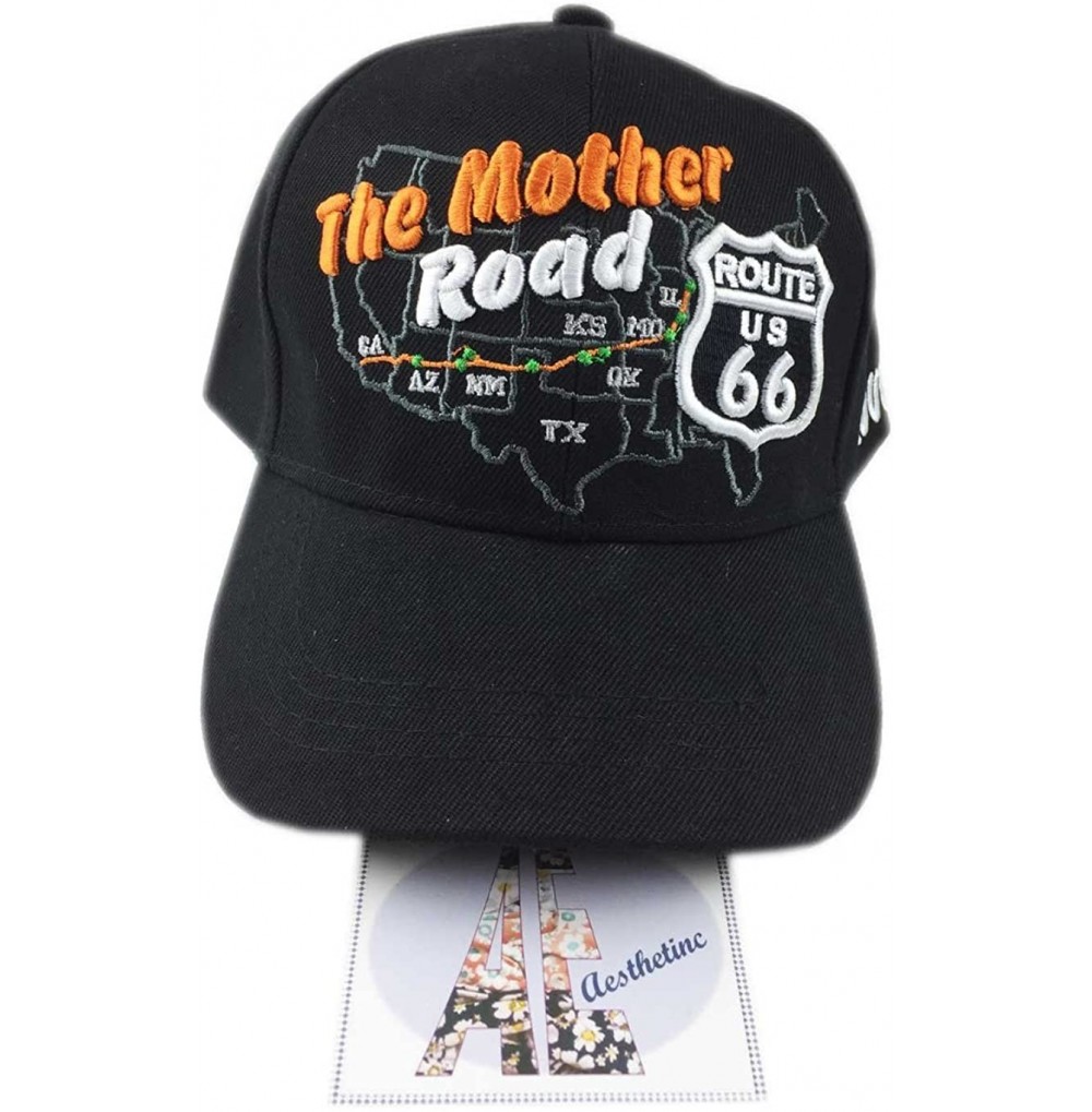 Baseball Caps California Route 66 The Mother Road Embroidery Cap Hat - Mother Road Bk - CP17Y7M30SY