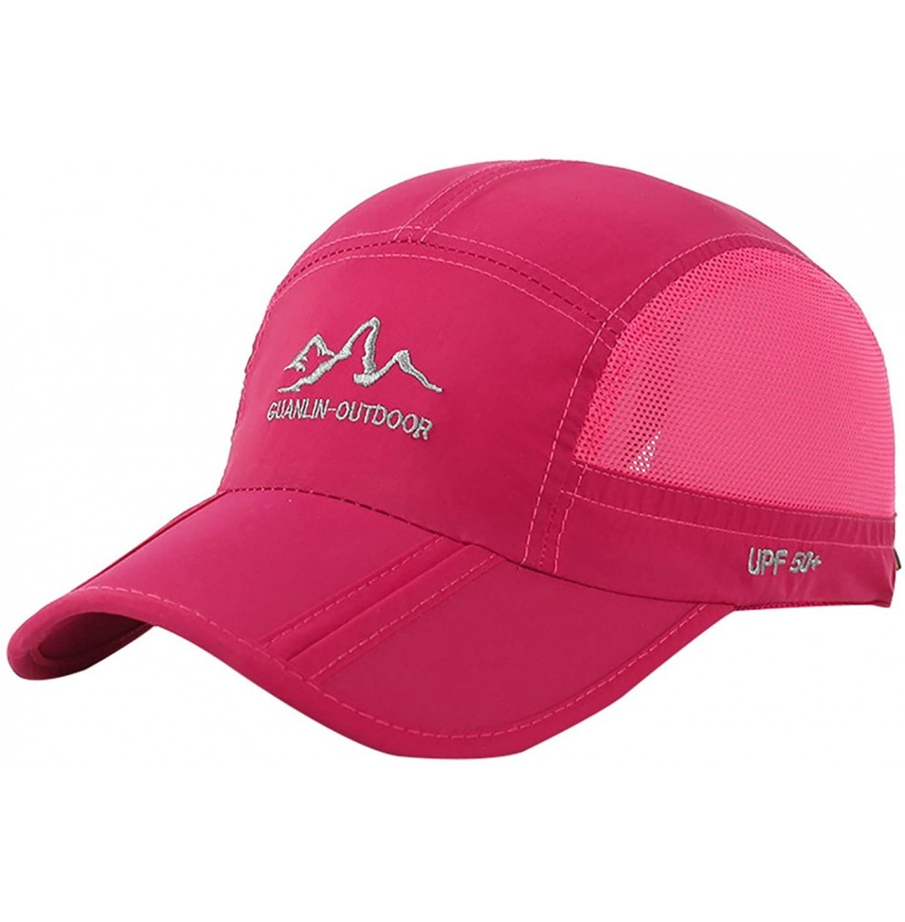 Baseball Caps Unisex Mesh Brim Tennis Cap Outside Sunscreen Quick Dry Adjustable Baseball Hat - B-rose Red - C618D37QGKQ