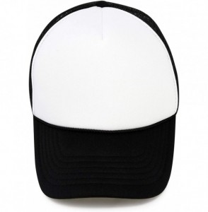 Baseball Caps Youth Mesh Trucker Cap - Adjustable Hat (S- M Sizes) - Black/White - C4119N21SWR